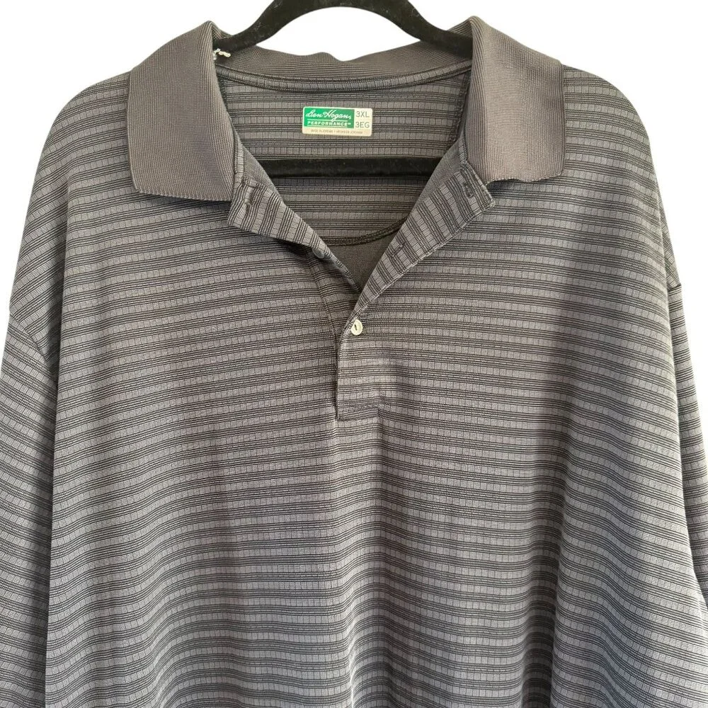 Ben Hogan Performance Men's Gray Striped Polo Short Sleeve Shirt  Size‎ 3XL